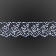 Кружево декоративное, нежная вышивка на тонкой капроновой основе, ширина 40 мм, цвет св. голубой (104), намотка 10 ярдов