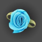 Цветочек из атласной ленты, голубой, размер 15 мм