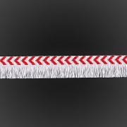 Декоративная тесьма букле с бахромой, цвет белый+красный, ширина 25 мм, намотка 45 ярдов