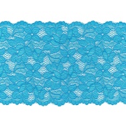 Кружево эластичное, ширина 140 мм, цвет бирюзовый, намотка 15 ярдов