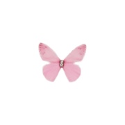 Аппликации бабочки из капрона двухслойная, размер 45х35 мм цвет розовый, стразы белые 
