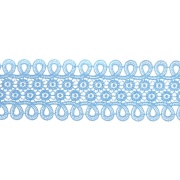 Кружево ажурное, нежная цветочная гирлянда с резным краем в виде петелек, ширина 60 мм, цвет светло-голубой, намотка 10 ярдов 