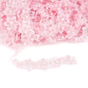 Цветочки из капроновой ленты, размер 30 мм, намотка 20 ярдов, цвет розовый (№5) 