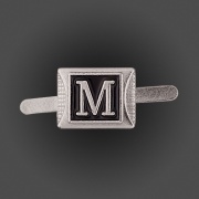 Брошь металлическая, крепление усики, размер 11 мм х 8 мм, цвет никель+черный