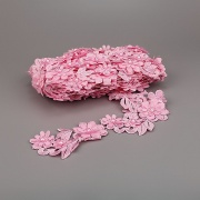 Кружево "Цветочное", ширина 55 мм, цвет розовый, бусины в цвет кружева, намотка 10 ярдов 