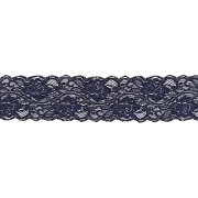 Кружево эластичное, ширина 60 мм, цвет темно-синий, намотка 15 ярдов