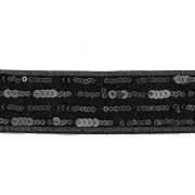 Декоративная бархатная тесьма, расшитая черными пайетками, ширина 35 мм, намотка 10 ярдов (A9)