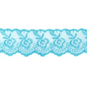 Кружево декоративное, нежная вышивка на капроновой тонкой основе, ширина 40 мм, цвет бирюзовый (20), намотка 10 ярдов