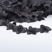 Цветочки из капроновой ленты, ширина 60 мм, намотка 20 ярдов.цвет черный (#6)