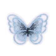 Аппликация "Бабочка", вышивка на капроне, размер 50х35 мм цвет голубой