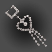 Пряжка металлическая со стразами ,никель / белые стразы 