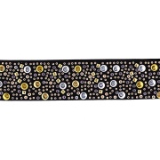 Резинка декоративная, ширина 35 мм, цвет черный+золото+серебро, намотка 47 ярдов
