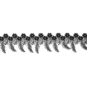 Кружево ажурное, нежная цветочная гирлянда с бахромчатыми листиками, ширина 60 мм, цвет черный, намотка 15 ярдов