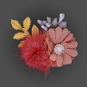 Цветочки декоративные c натуральным мехом, цвет грязно-розовый, размер 50 мм, 