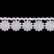 Кружево ажурное матовая нить "Ромашки", ширина 45 мм, цвет белый, намотка 15 ярдов