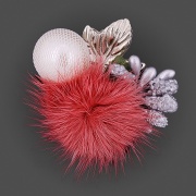 Цветочки декоративные с натуральным мехом, цвет грязно-розовый, размер 40 мм, 