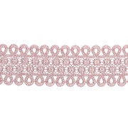 Кружево ажурное, нежная цветочная гирлянда с резным краем в виде петелек, ширина  60 мм, цвет грязно-розовый, намотка 10 ярдов 