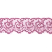 Кружево декоративное, нежная вышивка на тонкой капроновой основе, ширина 40 мм, цвет грязно-розовый (171), намотка 10 ярдов