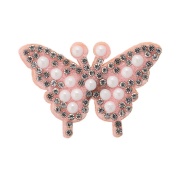 Аппликация "Бабочка" из страз, на фетровой основе, размер 45 мм х 30 мм, цвет розовый+белые стразы и полубусины