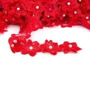 Цветочки из капроновой ленты, ширина 60 мм, намотка 20 ярдов.цвет красный (№ 4)