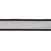 Лента репсовая декоративная, ширина 25 мм, намотка 50 ярдов, цвет черный+серебряный