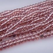 Бусины граненые Рондель (стекло), цвет грязно-розовый (19), 6 мм, 100 шт/нить