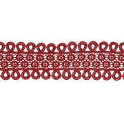 Кружево ажурное, нежная цветочная гирлянда с резным краем в виде петелек, ширина 60 мм, цвет бордовый, намотка 10 ярдов 