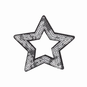 Термоапликация "Звезда" с пайетками, цвет серебряный+черный, размер 80х80 мм