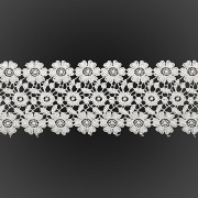 Кружево ажурное с нежным цветочным орнаментом, ширина 70 мм, цвет белый, намотка 15 ярдов