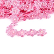 Цветочки из капроновой ленты, размер 45 мм, намотка 20 ярдов, цвет темно-розовый (№ 25)