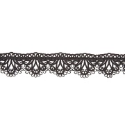 Кружево ажурное матовая нить, ширина 25 мм, цвет черный, намотка 15 ярдов 