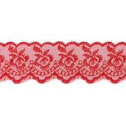 Кружево декоративное, нежная вышивка на тонкой капроновой основе, ширина 40 мм, цвет красный (26), намотка 10 ярдов