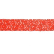 Кружево эластичное, ширина 60 мм, цвет красный, намотка 14,5 ярдов