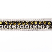 Лента декоративная с пайетками и стразами на термоклеевой основе, цвет черный+золотой, ширина 15 мм, намотка 10 ярдов