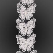 Кружево "Бабочки" на капроновой ленте, ширина 70 мм, цвет белый #7+бусины белые, намотка 20 ярдов