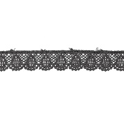 Кружево ажурное, нежная красивая гирлянда с причудливым узором и резным краем, ширина 15 мм, цвет черный, намотка 15 ярдов