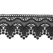 Кружево ажурное с причудливым узором и фестонами по контуру, ширина 95 мм, цвет черный, намотка 15 ярдов
