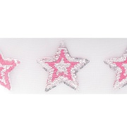 Аппликации на сетке из пайеток "Звезда", размер 85х95 мм, цвет розовый+серебряный, рулон 82шт