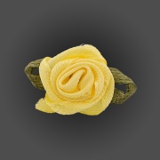 Цветочек из атласной ленты, желтый, размер 15 мм