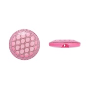 Пуговица пластиковая на полуножке, размер 24L, розовая с блестками