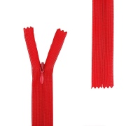 Молния спираль, тип 3, потайная, неразъемная, основа капрон, длина 20 см, цвет 148 (красный), бегунок цвета основы