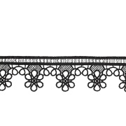Кружево ажурное матовая нить, ширина 32 мм, цвет черный, намотка 15 ярдов 