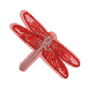 Аппликация "Стрекоза", вышивка на капроне, цвет красный, размер 50х35 мм