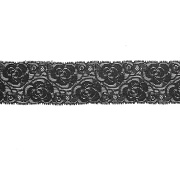 Кружево эластичное, ширина 55 мм, цвет черный, намотка 15 ярдов