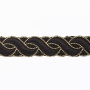 Пояс текстильный на термоклеевой основе, цвет черный+серебро, ширина 45 мм, намотка 6 м