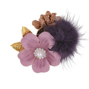 Цветочки декоративные с натуральным мехом, цвет пурпурный, размер 50 мм, 