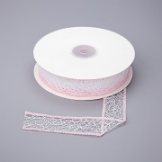 Декоративная лента капроновая "паутинка", ширина 25 мм, цвет белый с розовым, намотка 25 ярдов