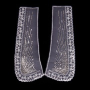 Воротник пришивной из тонкого капрона с вышивкой, расшитой микробисером и пайетками, размер 240х90 мм