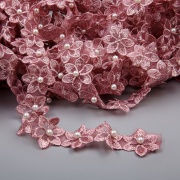 Цветочки из капроновой ленты, размер 30 мм, намотка 20 ярдов, цвет грязно-розовый 