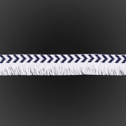 Декоративная тесьма букле с бахромой, цвет белый+темно-синий, ширина 25 мм, намотка 45 ярдов